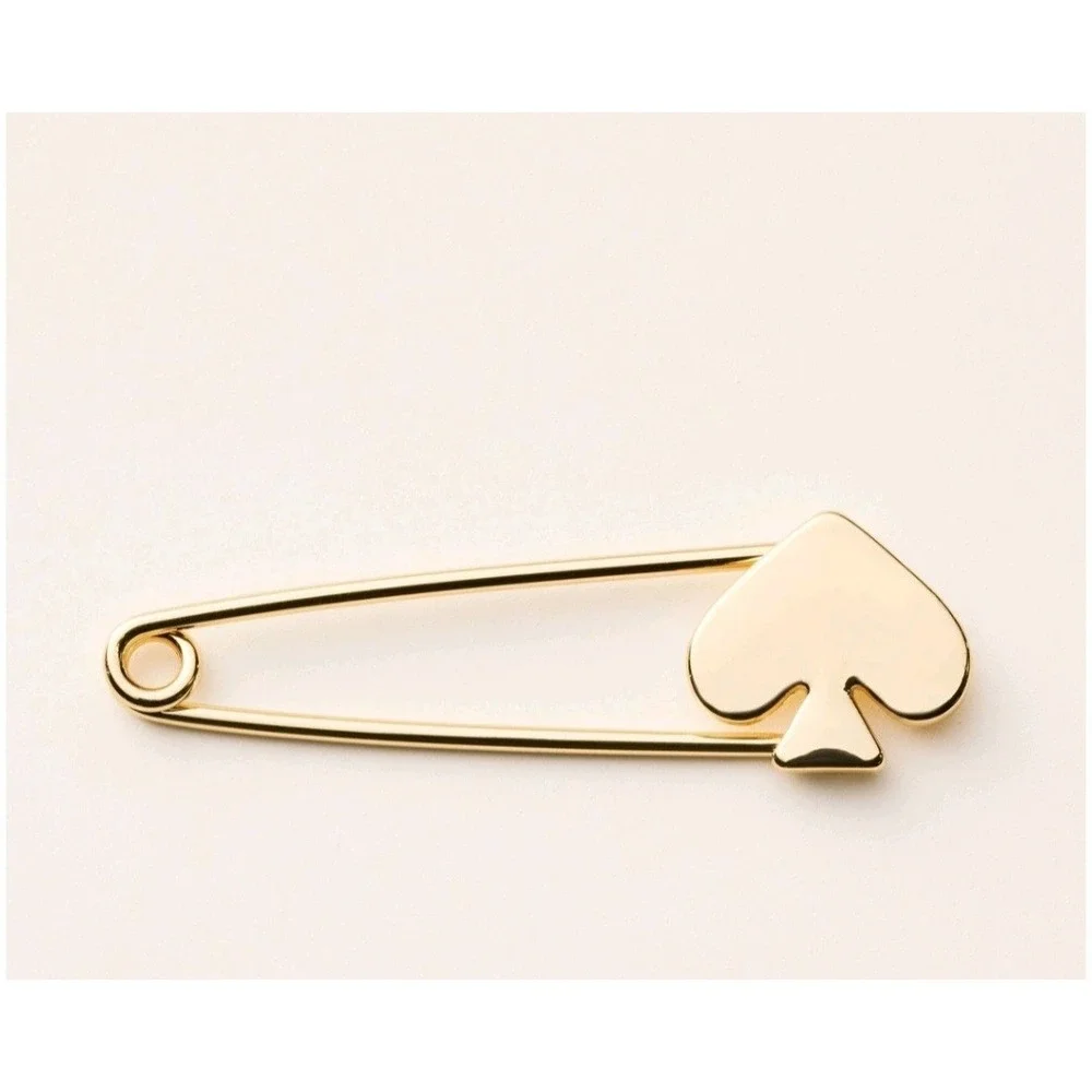 Kate Spade New York Gold Tone Spade Safety Pin Brooch Logo Pin